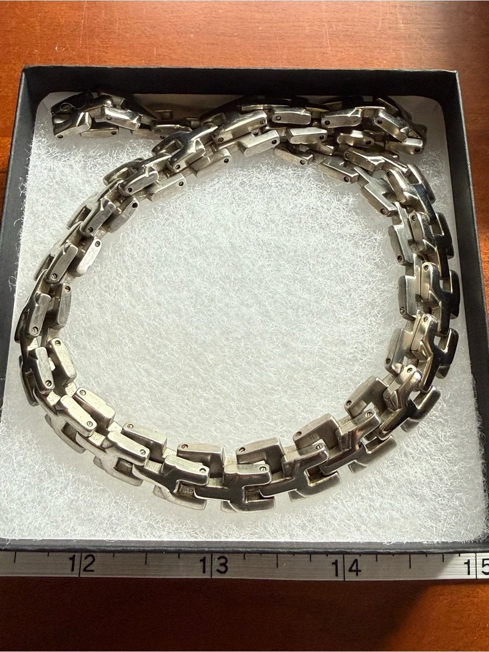 Classic Stainless Steel Interlocking Geometric Link Design 24” Chain